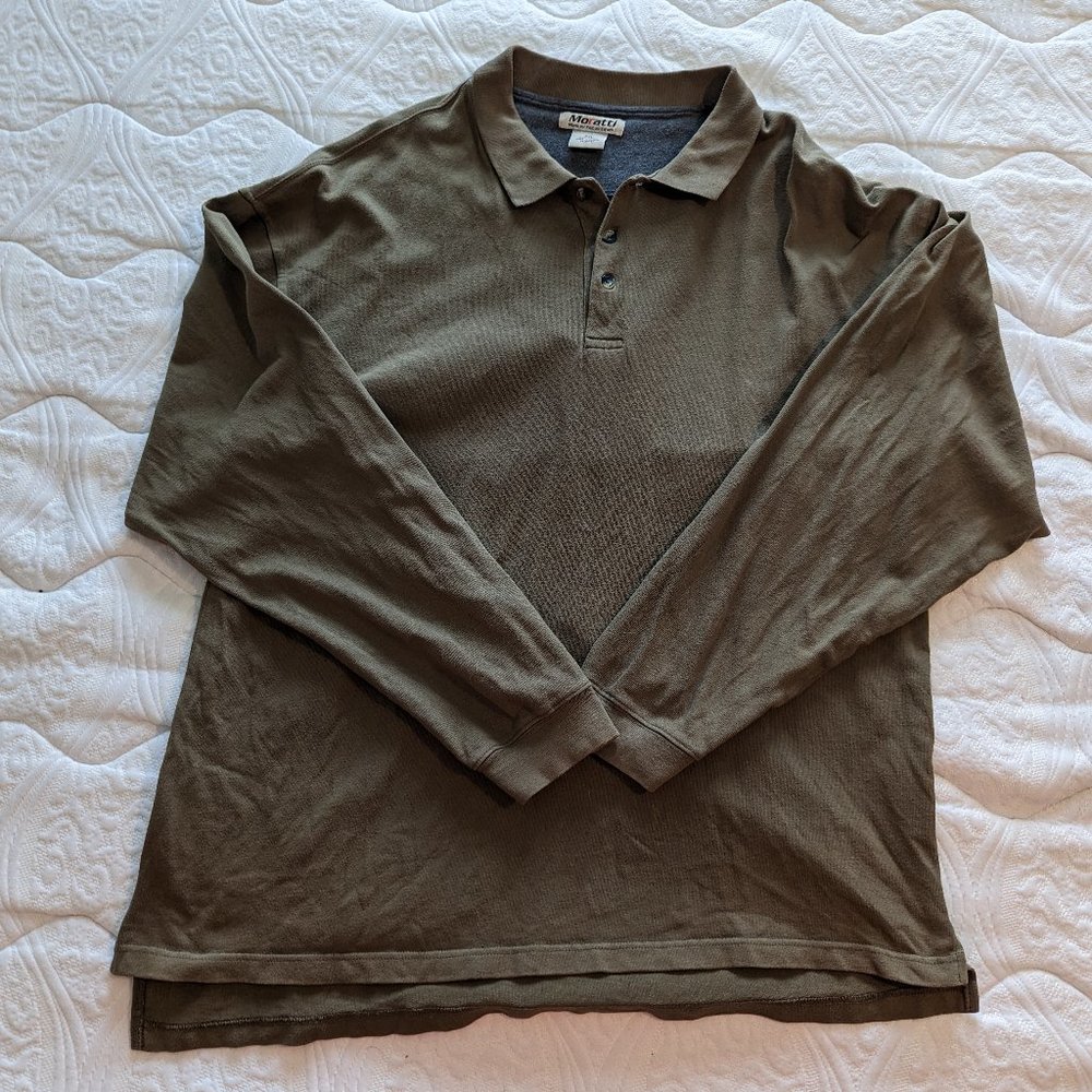 Khaki long sleeve polo sweatshirt 2XL